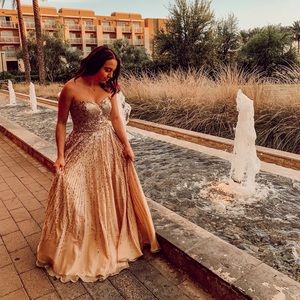 Gorgeous Sherri Hill Gold Long Prom Dress